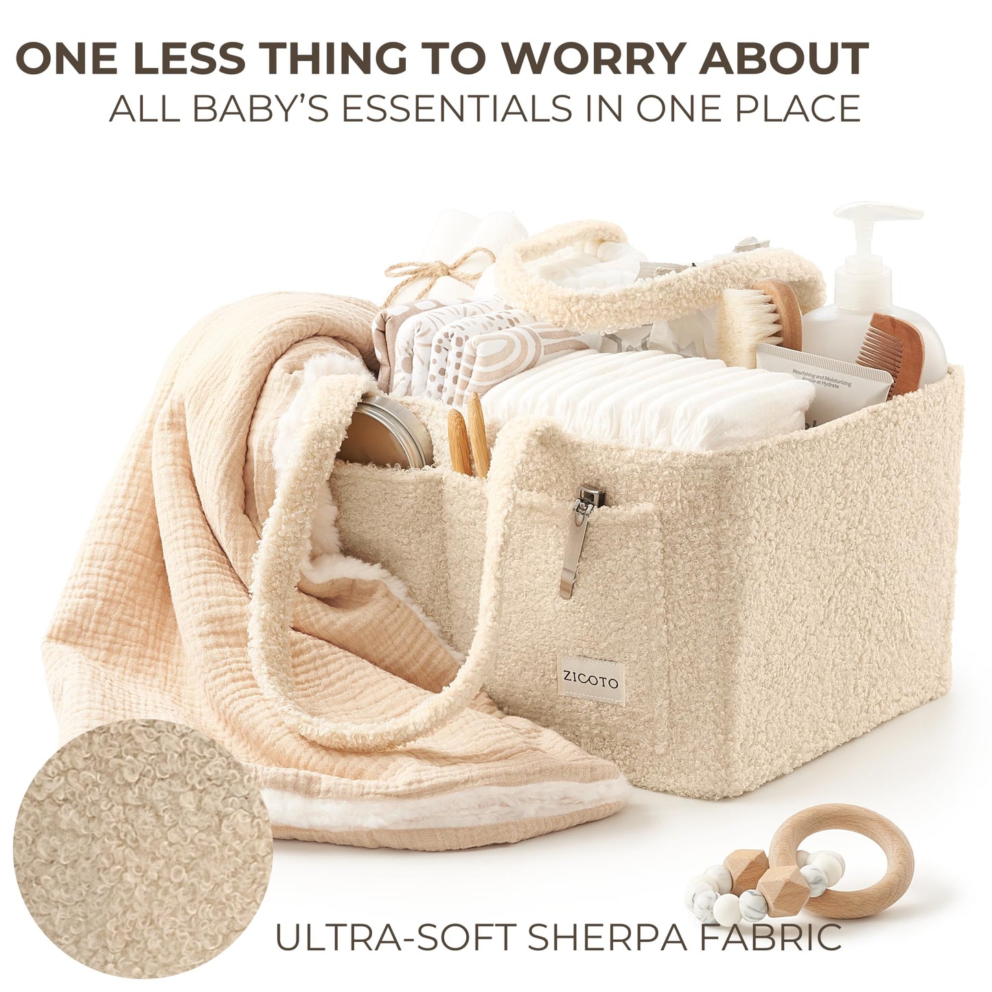 Beautiful Diaper Caddy Organizer - Versatile Storage Basket Easily Holds Diapers, Wipes and Other Baby Necessities - Perfect for Baby Showers, Functional Car Storage & Great Gift for Expecting Mothers