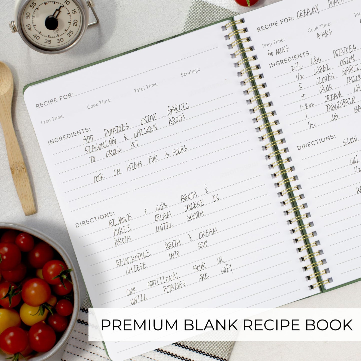 ZICOTO Beautiful Blank Recipe Book with Waterproof Cover – Create & Organize Your Own Recipes in This Stylish, Easy-to-Use Cookbook