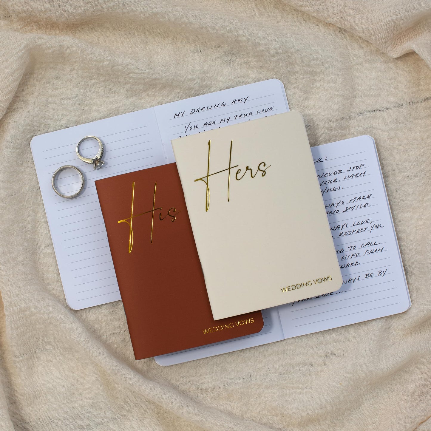 Elegant Vow Books With Gold Foil Lettering For Your Wedding - Perfectly Sized His and Hers Vow Books With Plenty Of Pages To Write Whatever is on Your Heart - A Beautiful Addition For The Wedding Day
