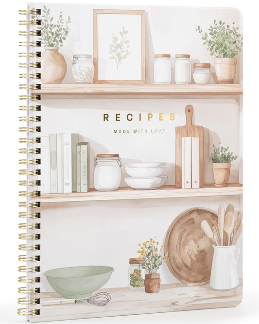 Aesthetic Recipe Book for 100+ Cherished Meals - Spacious 8.25 x 10" Notebook to Write In Your Own Recipes - Beautiful Blank Cookbook for Seamless Homemade Dish Planning
