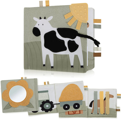 Soft Baby Book with Touch and Feel Pages - Cute Sensory Book for Babies 0-6, 6-12 & 12-18 Months with Mirror & Crinkle Paper - The Perfect Christmas Toy for Baby Showers Or as a Newborn/Infant Gift