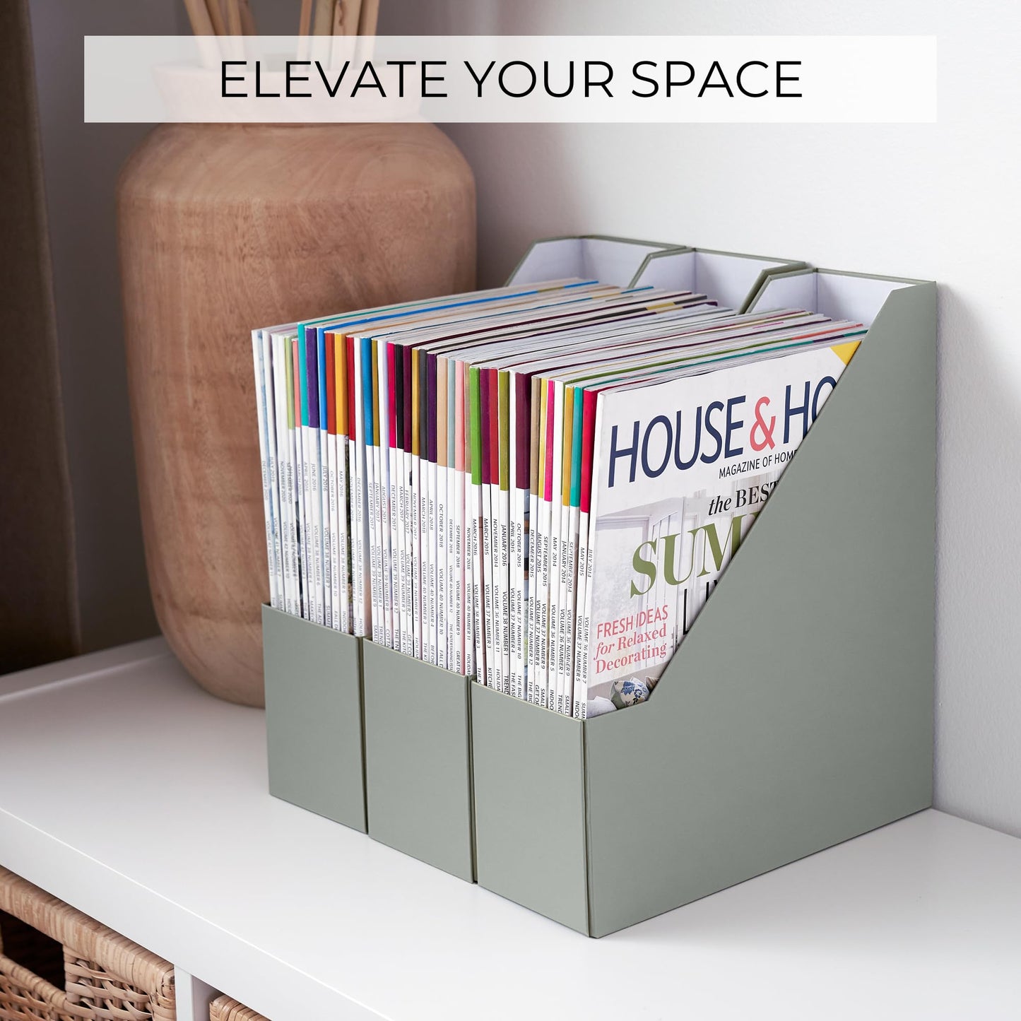 ZICOTO Beautiful Magazine Holder Set Of 3 - Sturdy File Holder to Organize Your Desk Or Shelves - The Perfect Office Storage to Effortlessly Organize Your Paperwork/Files, Magazines, Books Or Binders