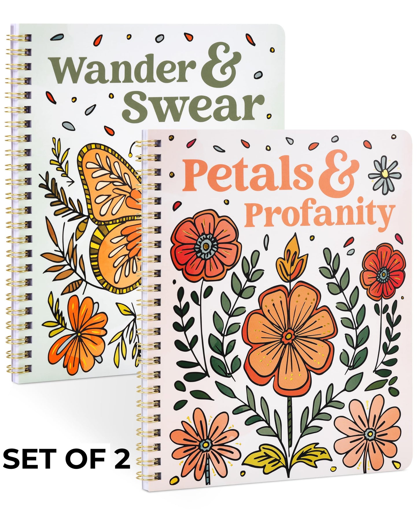 Beautiful Coloring Book Set of 2 for Adult Relaxation - Funny Coloring Books with Floral Designs for a lot of Laughs - The Perfect Stress-Relieving Gift for Women