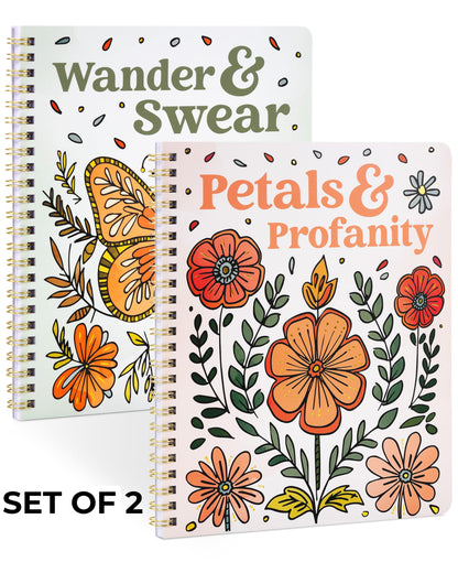 Beautiful Coloring Book Set of 2 for Adult Relaxation - Funny Coloring Books with Floral Designs for a lot of Laughs - The Perfect Stress-Relieving Gift for Women