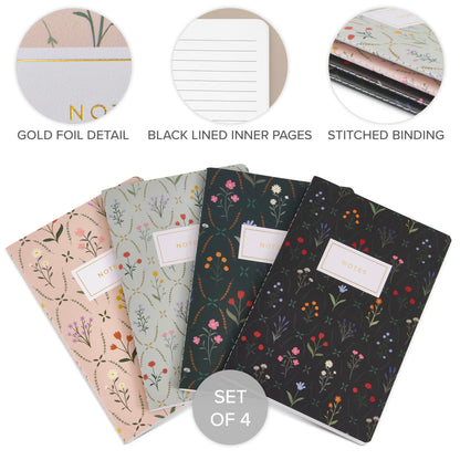 ZICOTO Aesthetic Journal Notebook Set of 4 For Women - Cute College Ruled A5 Journaling Notebooks with Lined Pages - Perfect For Writing And Staying Organized at Work or School