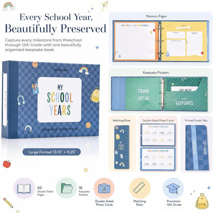 School Memory Book Scrapbook for Kids - Back to School Keepsake Album