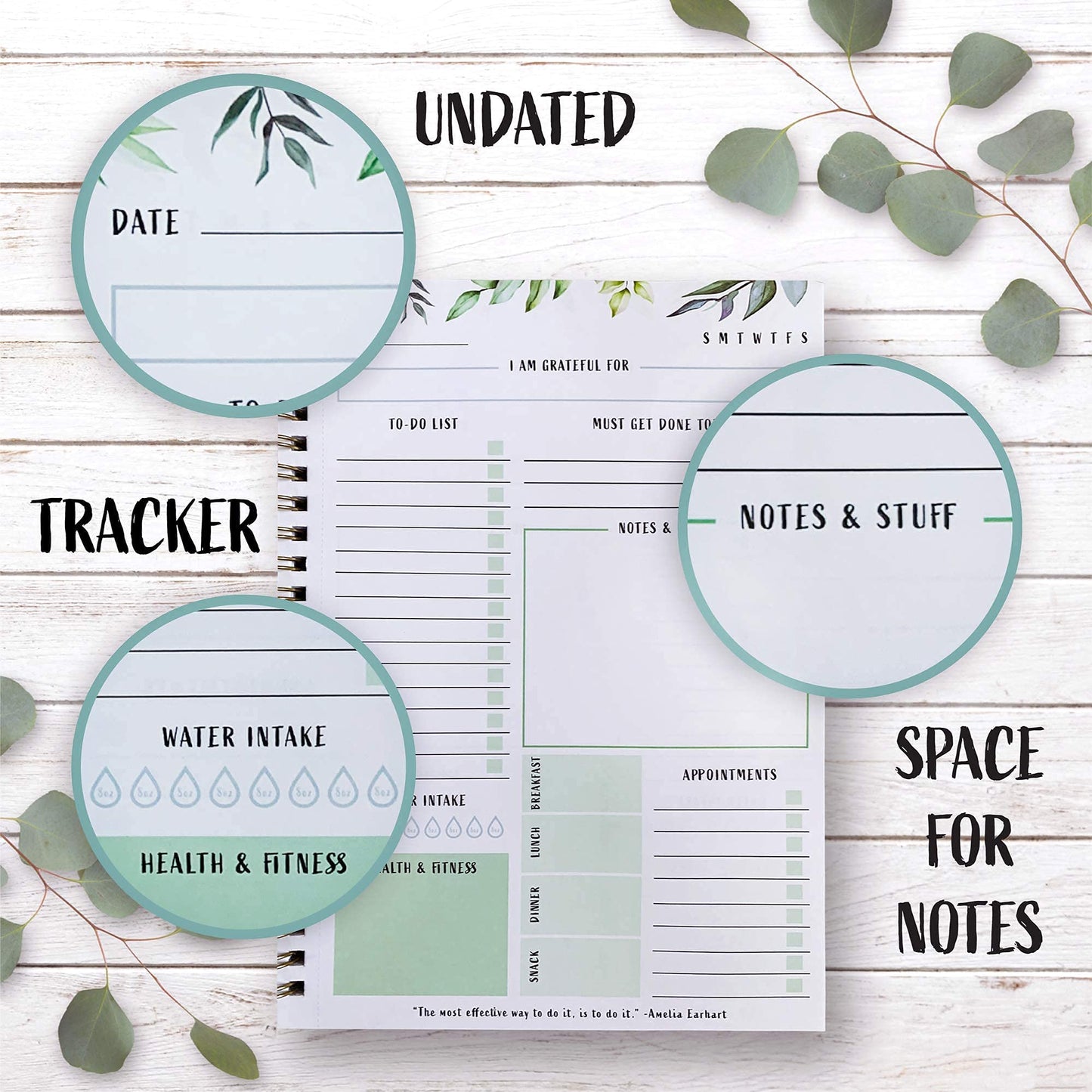 Aesthetic Greenery To Do List Notebook - Beautiful Daily Planner Easily Organizes Your Daily Tasks And Boosts Productivity - The Perfect Journal And Undated Office Supplies Notepad For Women