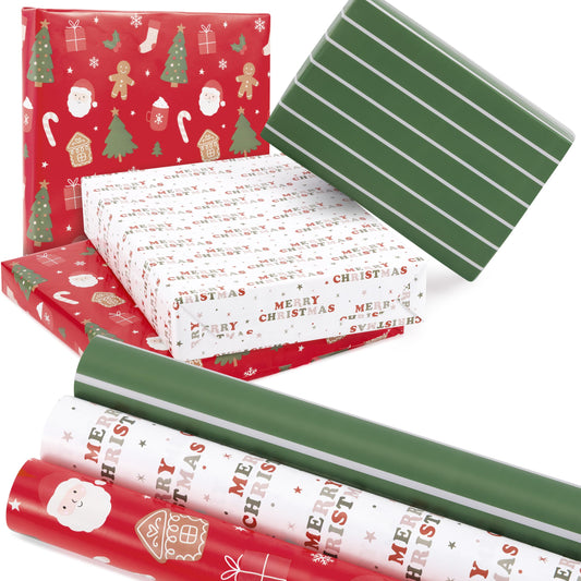 Beautiful Christmas Gift Wrapping Paper Rolls For Small & Medium Size Gifts - Set of 3 Quality Paper Rolls With Cute Designs - Add a Touch of Magic to Every Gift You Wrap - 17 in x 120 in Per Roll