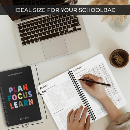 Aesthetic 2025-2026 Student Planner To Stay Organized - A Beautiful 8.5" x 5.5" Planner for Middle and High School Students with Weekly & Monthly Spreads For The 25-26 Academic Year