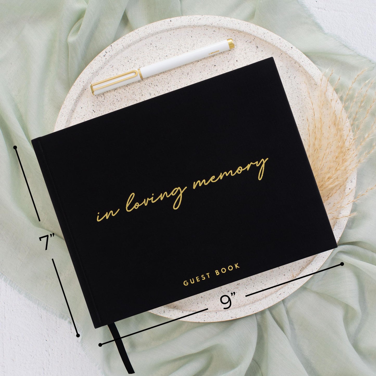 ZICOTO Beautiful Linen Funeral Guest Book for The Celebration of Life - The Perfect in Loving Memory Book with Ample Space to Sign in for Guests - Premium Craftsmanship for Honoring Loved Ones