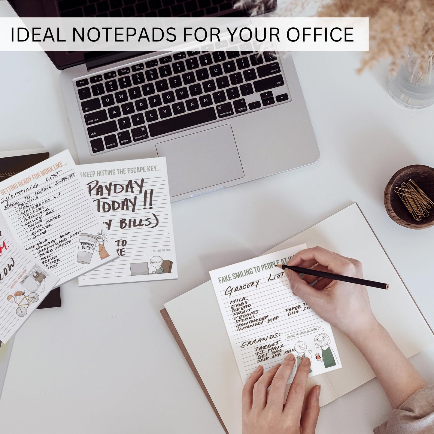 ZICOTO Super Funny Notepads - Hilarious Office Gift for Your Women Coworkers - Set of 4 Office Supplies Memo Pads w/ 4 Assorted Designs, 50 Sheets Each, 4.25" x 5.5"
