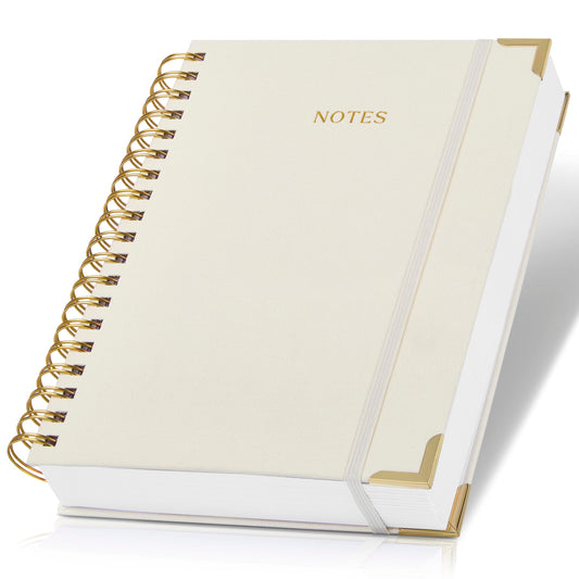 Aesthetic Thick Spiral Notebook Journal For Women in B5 Format - Stylish Linen Hardcover College Ruled Note Book w 300 Lined Pages - Cute Supplies For Bible Study & Staying Organized at Work or School