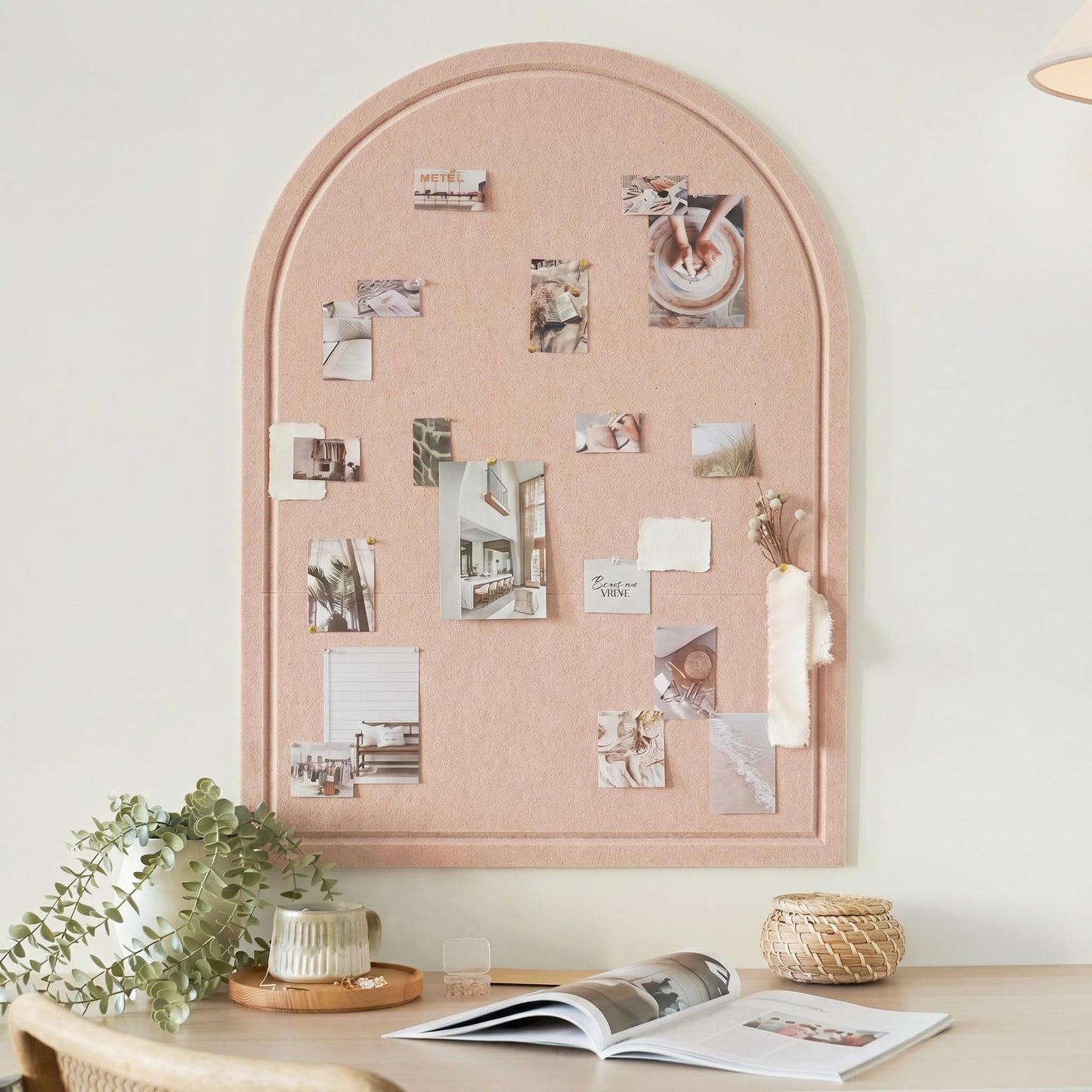 Large Arched Felt Bulletin Board - Stylish Perfectly Sized 21.5" x 17" Cork Board Alternative for Office & Wall Decor – Bulletin Board Set with Pins is Perfect to Display Your Photos