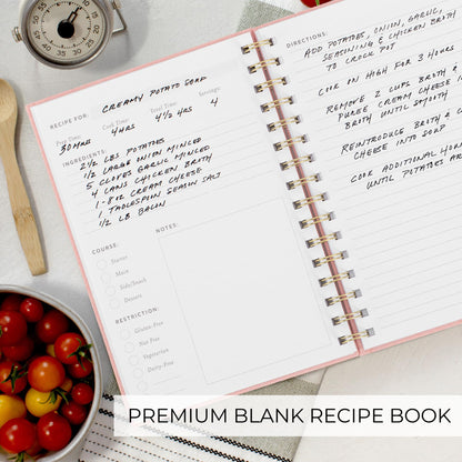 ZICOTO Aesthetic Blank Recipe Book with Linen Cover - The Perfect Recipe Notebook to Write in Your Own Recipes - Beautiful Blank Cookbook to Organize Your Recipes