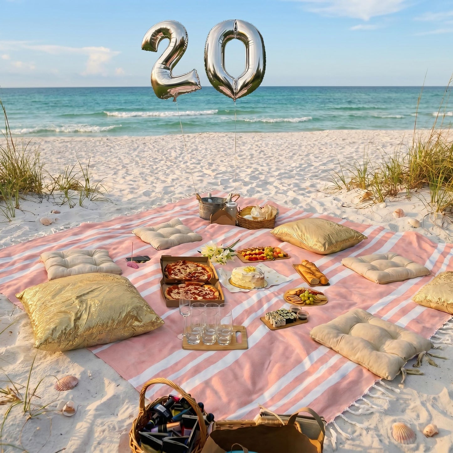ZICOTO Beach Blanket Oversized for Family Beach Days & Picnics – Large Turkish Beach Towel, Quick-Drying and Sand-Resistant – Soft 80x80 Inch Outdoor Blanket, Lightweight Cotton Blend