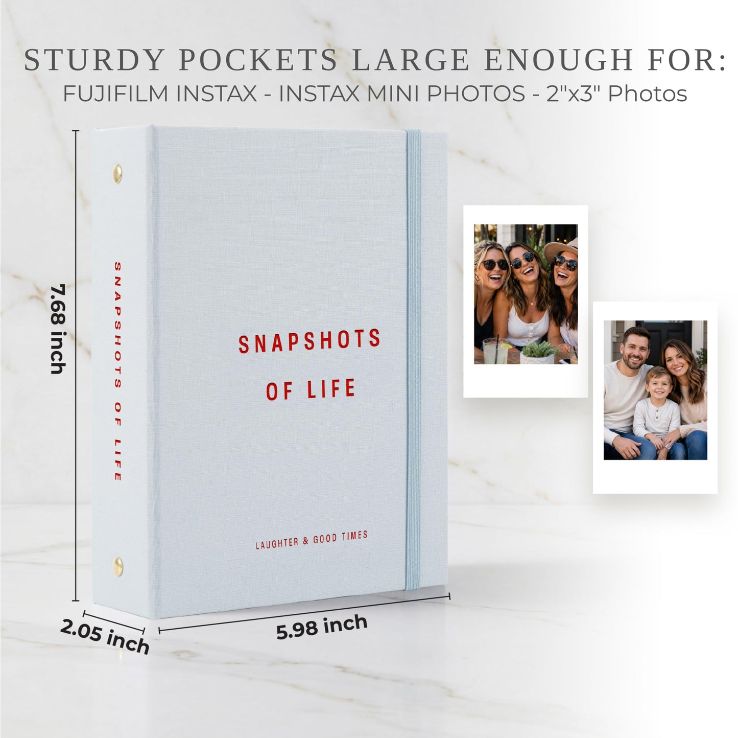 Beautiful Photo Album for 2x3 in Polaroid Photos - Safely Holds Your 240 Pictures Of Unique Memories - The Perfect Instax Mini Compatible Photo Book To Store Pictures Or Trading Collection Cards
