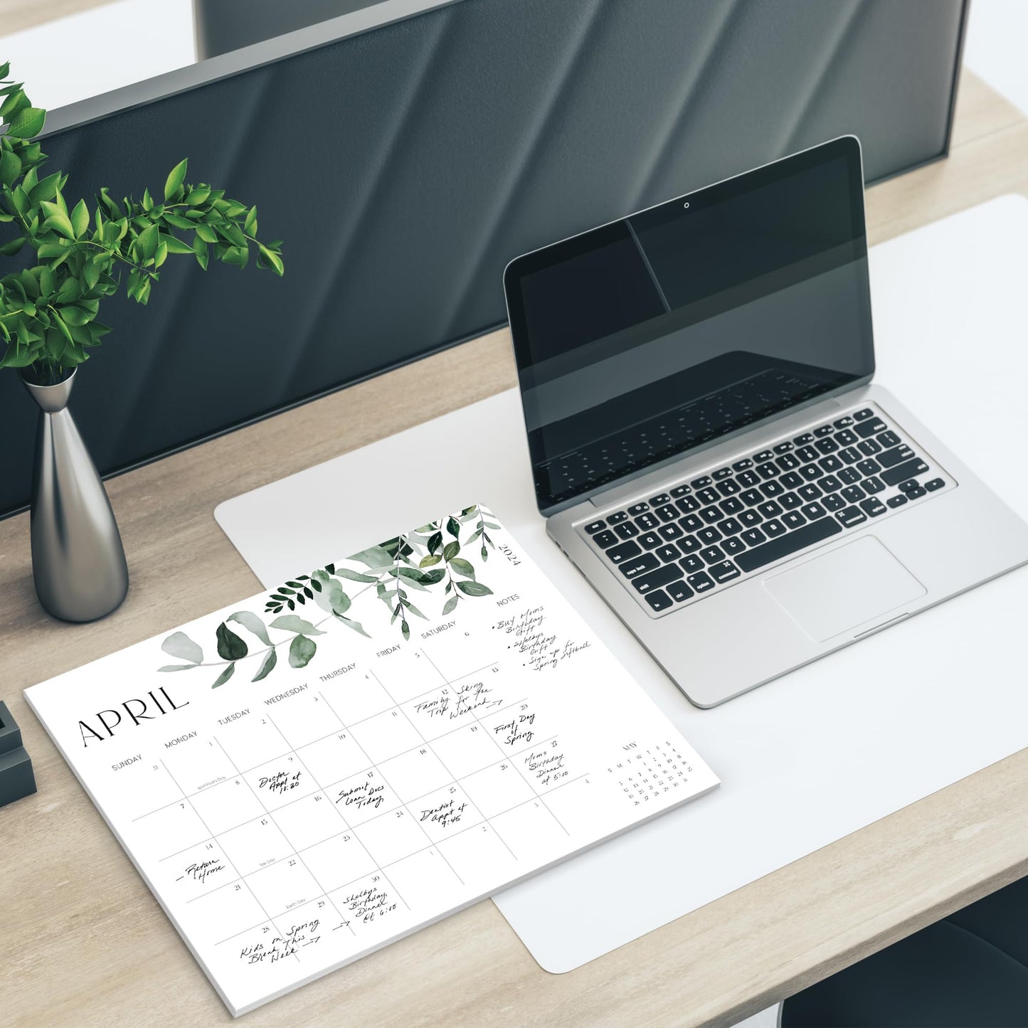 Aesthetic 2024-2025 Desk Calendar - Runs From January 2024 Until July 2025 - The Perfect Big Desktop/Wall Calendar 16"x12" for Easy Organizing