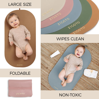 Beautiful Baby Diaper Changing Mat Made of Vegan Leather - Soft and Easy to Wipe Changing Pad for Travel or at Home Use - Lightweight and Foldable Mat That Perfectly Fits Into Any Diaper Bag