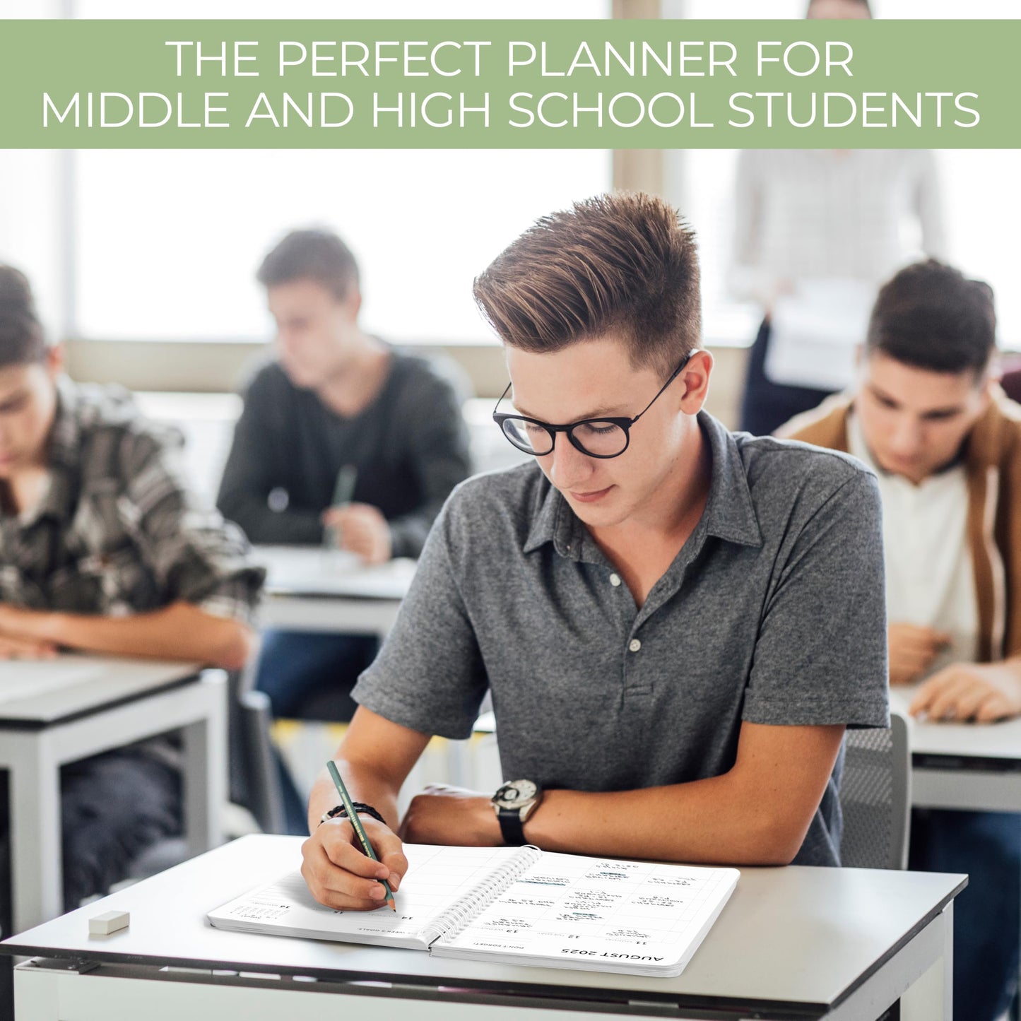 Aesthetic 2026-2027 Student Planner To Stay Organized - A Beautiful 8.5" x 5.8" Checkered Planner for Middle and High School Students with Weekly & Monthly Spreads For The 26-27 Academic Year