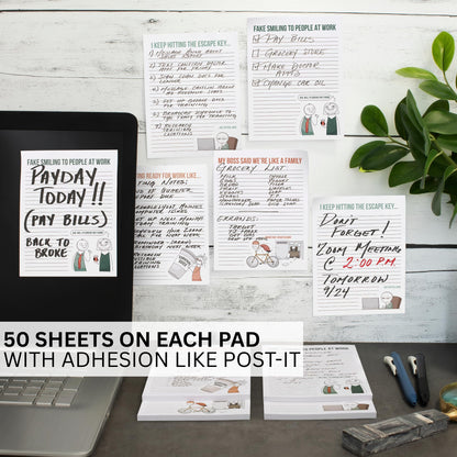 ZICOTO Super Funny Notepads - Hilarious Office Gift for Your Women Coworkers - Set of 4 Office Supplies Memo Pads w/ 4 Assorted Designs, 50 Sheets Each, 4.25" x 5.5"