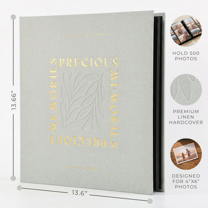 Beautiful Linen Photo Album For 4x6 Photos - Safely Holds Up To 500 Pictures of Unique Memories - The Perfect Big Photo Book To Store All Pictures of Treasured Family, Baby or Wedding Moments