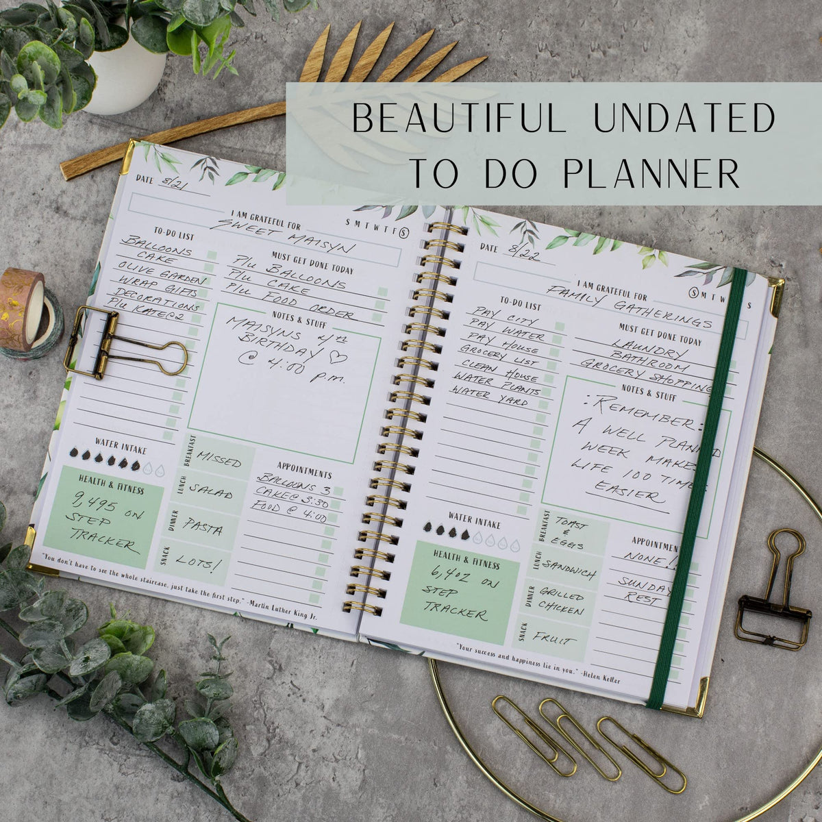 Aesthetic Greenery to Do List Notebook - Beautiful Daily Planner Easily Organizes Your Daily Tasks and Boosts Productivity - The Perfect Journal and Undated Office Supplies Notepad for Women