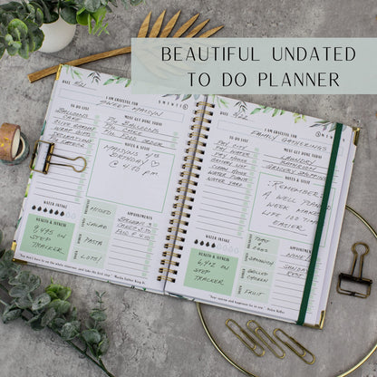 Aesthetic Greenery to Do List Notebook - Beautiful Daily Planner Easily Organizes Your Daily Tasks and Boosts Productivity - The Perfect Journal and Undated Office Supplies Notepad for Women