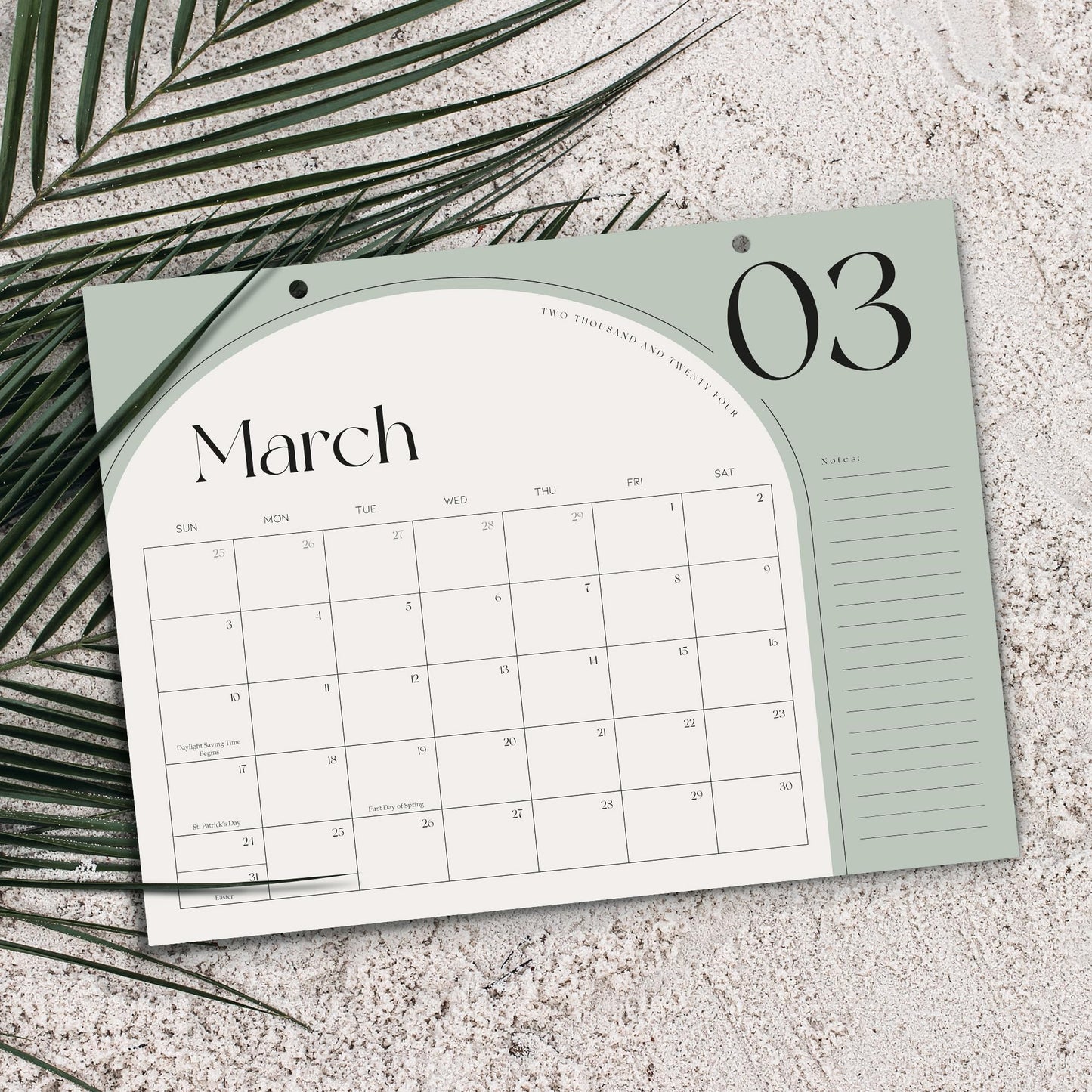 Aesthetic Sage Green Desk Calendar 2024-2025 - Runs From February 2024 Until July 2025 - The Perfect Desktop/Wall Calendar 16"x12" for Easy Organizing