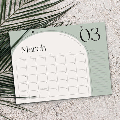 Aesthetic Sage Green Desk Calendar 2024-2025 - Runs From February 2024 Until July 2025 - The Perfect Desktop/Wall Calendar 16"x12" for Easy Organizing