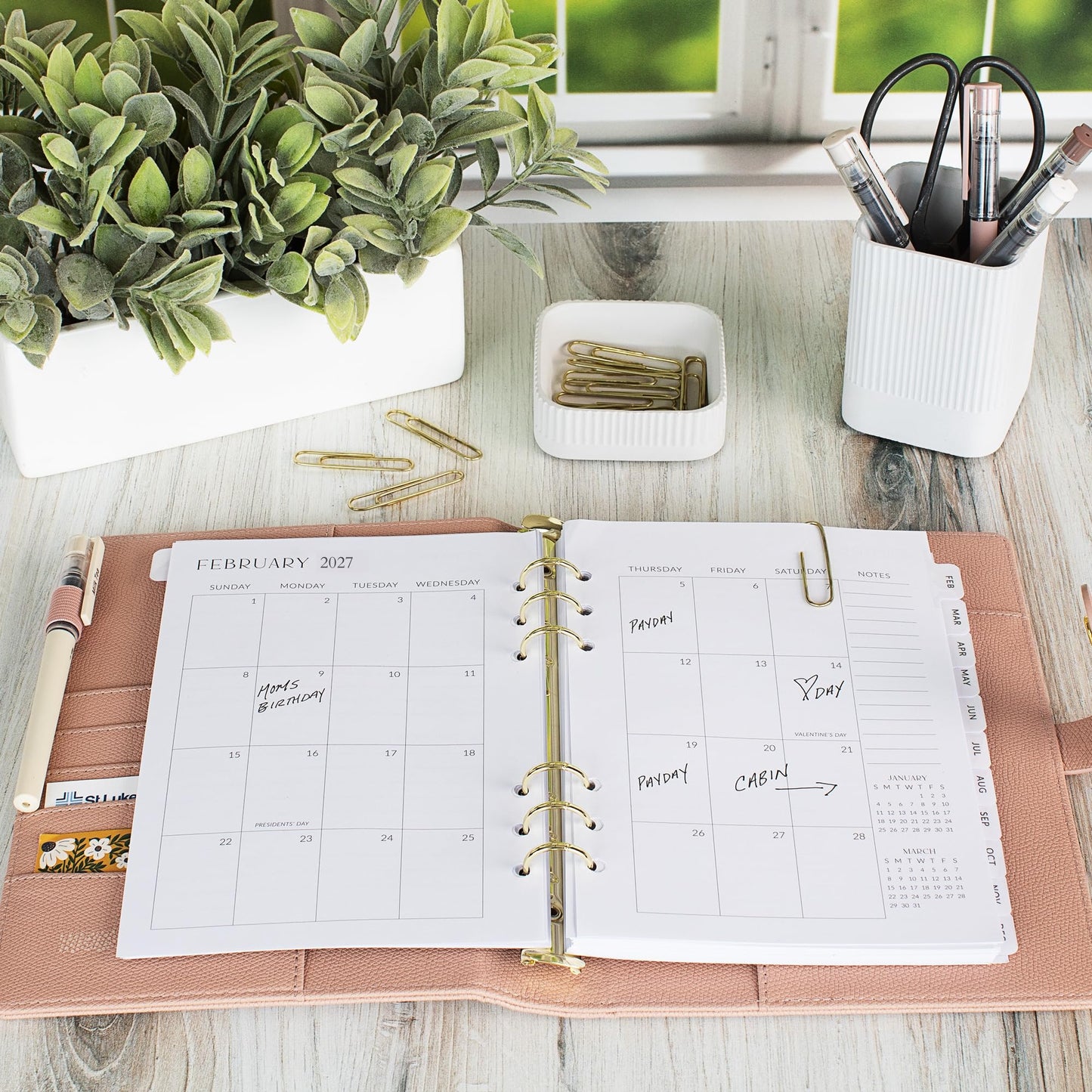 Beautiful 2026-2027 Daily Planner A5 Inserts for 6 Ring Binders - Durable Paper Refill Set 5.5" x 8.3" - Refills for Notebook Incl. Tabs & Monthly Calendar Spreads - From July 2026 - December 2027