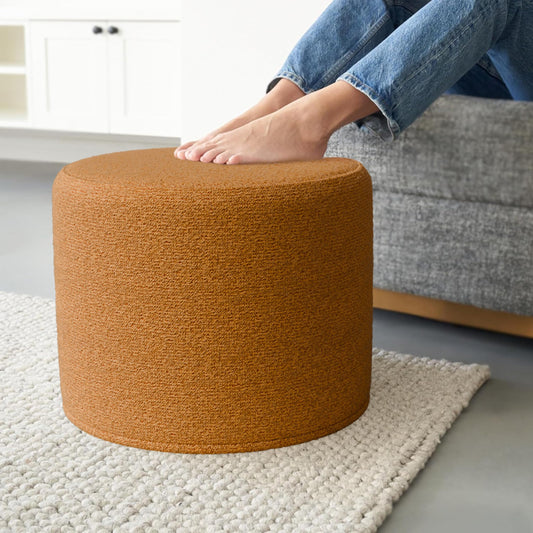 ZICOTO Beautiful Boucle Pouf Ottoman and Foot Rest - Elevate Your Living Room Decor with Lightweight Comfort and Charm - A Round Modern Foam Filled Foot Stool Perfect to Rest Your Feet
