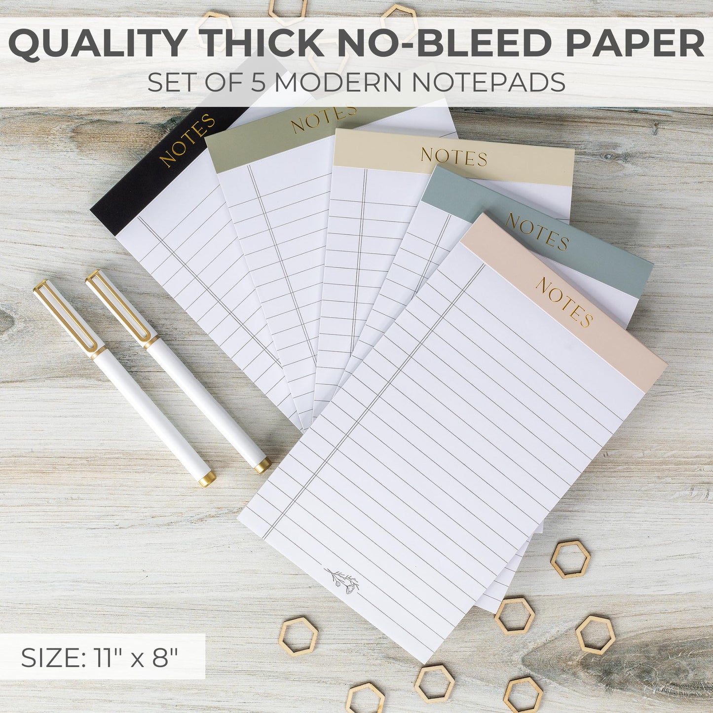 ZICOTO Aesthetic Note Pads Set Of 5 - Quality 5x8 inch Lined Legal Pads For Women Or Men - The Perfect Writing Notepads and Office Desk Supplies to Easily Organize Your To-Do Lists