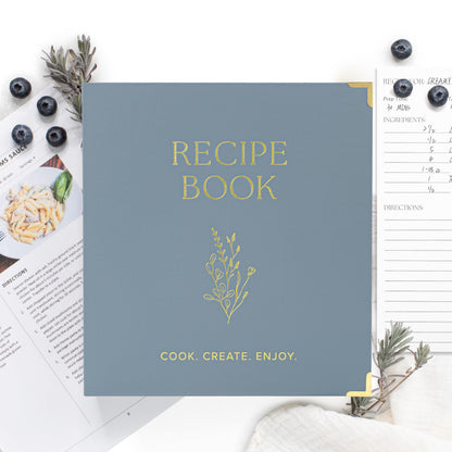 Aesthetic 8.5" x 11" Recipe Binder with Waterproof Cover - The Perfect Recipe Book with Plastic Sleeves to Write in Your Own Recipes - Quality Blank Cookbook Binder, Cards incl.
