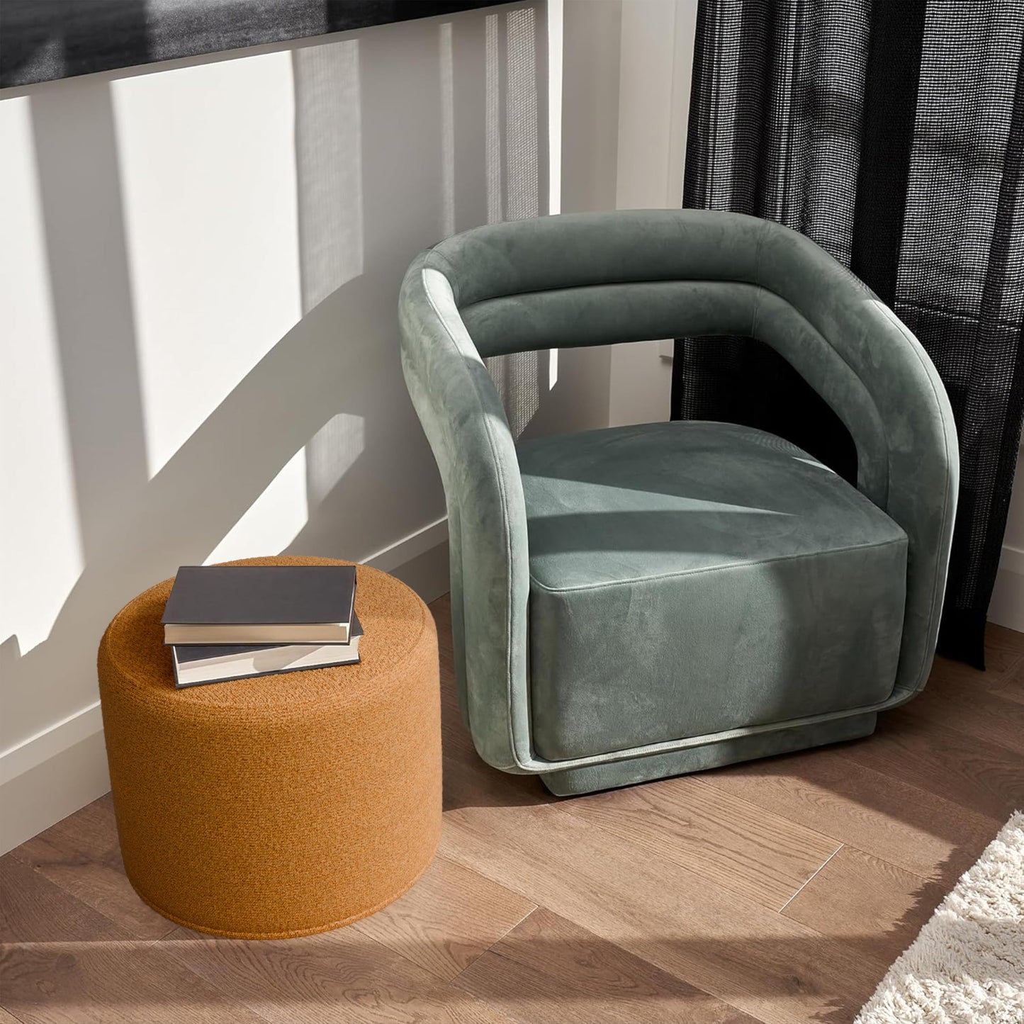 ZICOTO Beautiful Boucle Pouf Ottoman and Foot Rest - Elevate Your Living Room Decor with Lightweight Comfort and Charm - A Modern Foam Stuffed Poof Perfect to Rest Your Feet