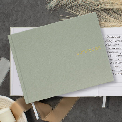 ZICOTO Beautiful Linen Wedding Guest Book for Your Wedding Reception - Simply Elegant Guestbook to Sign in and Add Polaroid Photos - The Perfect Baby Shower Guest Book and Addition to Your Big Day