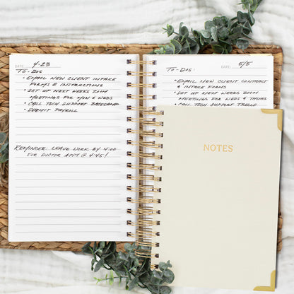 Aesthetic Thick Spiral Notebook Journal For Women in B5 Format - Stylish Linen Hardcover College Ruled Note Book w 300 Lined Pages - Cute Supplies For Bible Study & Staying Organized at Work or School