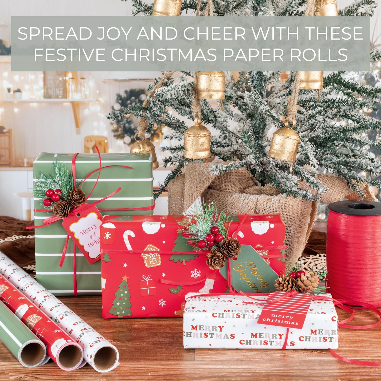 Beautiful Christmas Gift Wrapping Paper Rolls For Small & Medium Size Gifts - Set of 3 Quality Paper Rolls With Cute Designs - Add a Touch of Magic to Every Gift You Wrap - 17 in x 120 in Per Roll