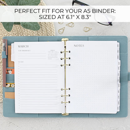 Beautiful 2027-2028 Monthly Planner Inserts for 6 Ring Binders