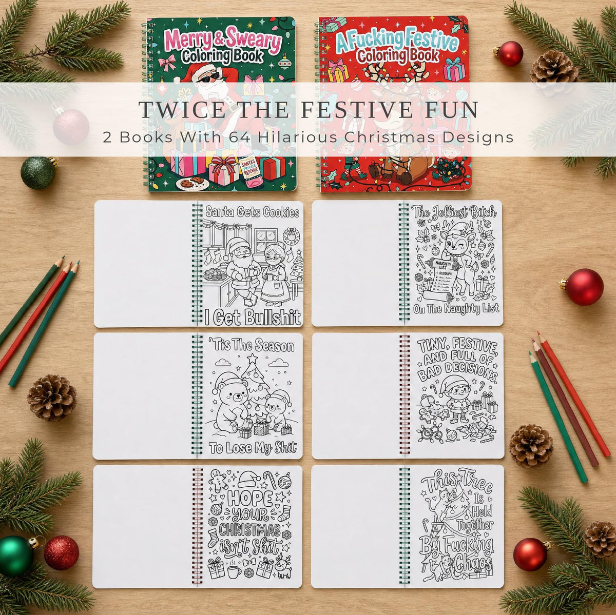Beautiful Coloring Book Set of 2 for Adult Relaxation - Funny Designs