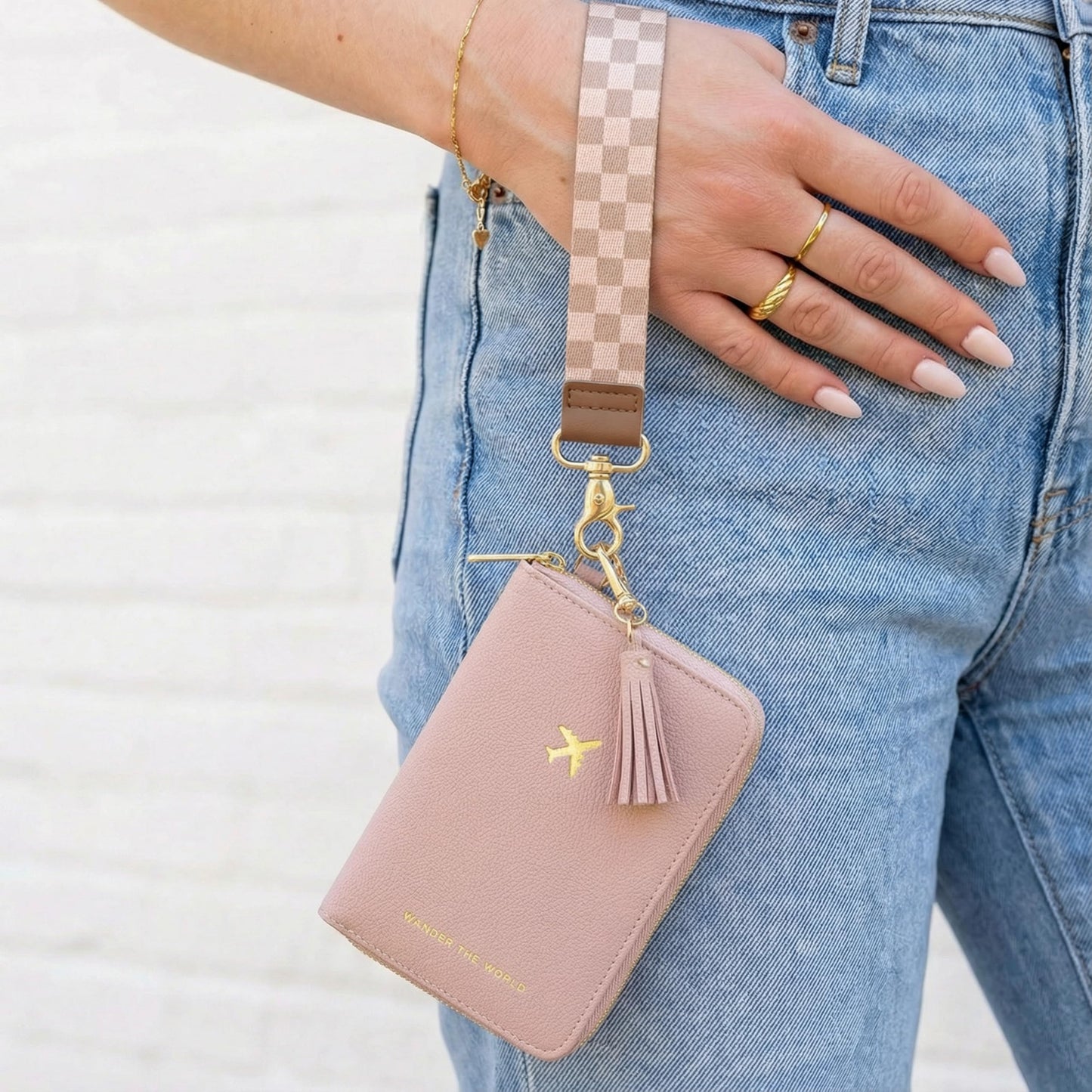 ZICOTO Stylish Passport Holder for Travel with Detachable Wristlet Strap - All-in-One Travel Wallet Organizer for Women, Secure Money Belt Alternative with Card Slots and Tassel Keychain