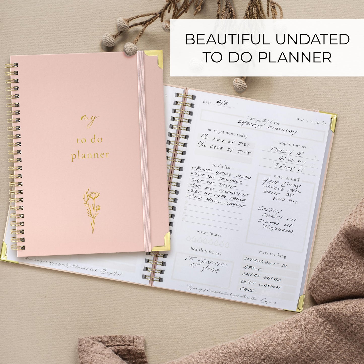 Beautiful To Do List Notebook - Aesthetic Daily Planner to Easily Organize Your Tasks And Boost Productivity - Stylish Undated Planner And School or Office Supplies For Women