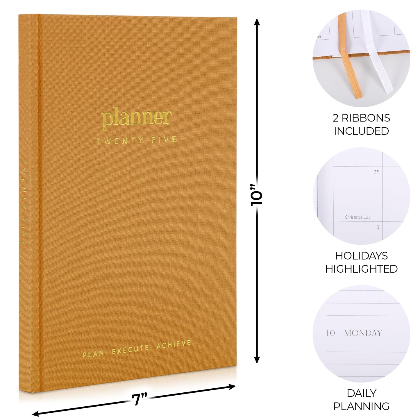 Perfect 2025 Daily Planner - 7" x 10" Planner for Women or Men with Weekly & Monthly Spreads for Easy Planning - Beautiful Calendar Book to Organize Tasks and Boost Productivity