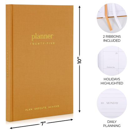 Perfect 2025 Daily Planner - 7" x 10" Planner for Women or Men with Weekly & Monthly Spreads for Easy Planning - Beautiful Calendar Book to Organize Tasks and Boost Productivity
