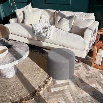 ZICOTO Beautiful Boucle Pouf Ottoman and Foot Rest - Elevate Your Living Room Decor with Lightweight Comfort and Charm - A Round Modern Foam Filled Foot Stool Perfect to Rest Your Feet