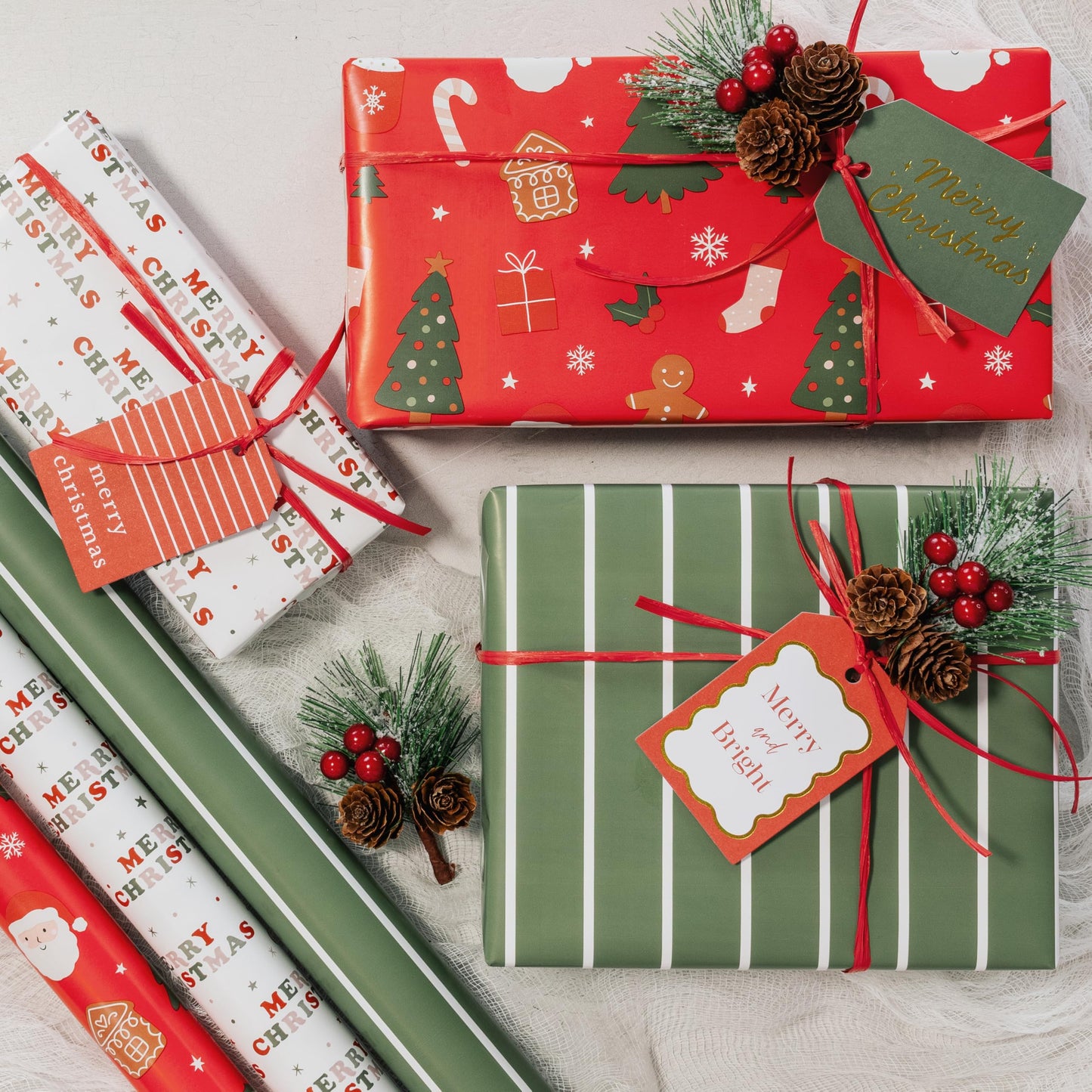 Beautiful Christmas Gift Wrapping Paper Rolls For Small & Medium Size Gifts - Set of 3 Quality Paper Rolls With Cute Designs - Add a Touch of Magic to Every Gift You Wrap - 17 in x 120 in Per Roll