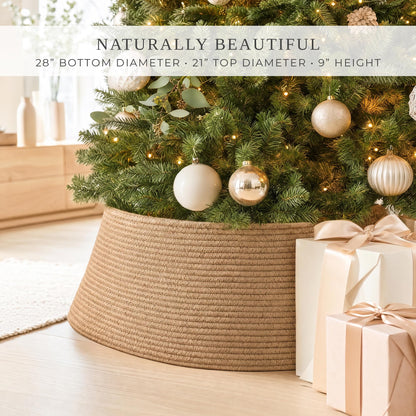 Beautiful Christmas Tree Collar - Modern 28" Jute Tree Ring