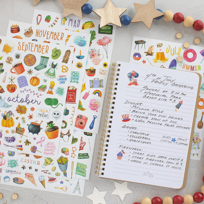 Aesthetic Monthly Planner Stickers - Beautiful Holiday Sticker Set to Enhance Your Planner, Journal or Calendar - Perfect Scrapbook Supplies & Accessories with All Year Holidays & Vintage Stickers