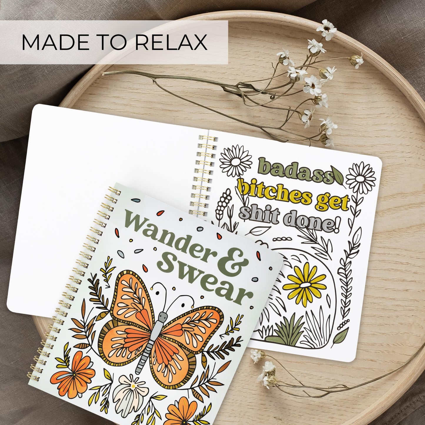 Beautiful Coloring Book Set of 2 for Adult Relaxation - Funny Coloring Books with Floral Designs for a lot of Laughs - The Perfect Stress-Relieving Gift for Women