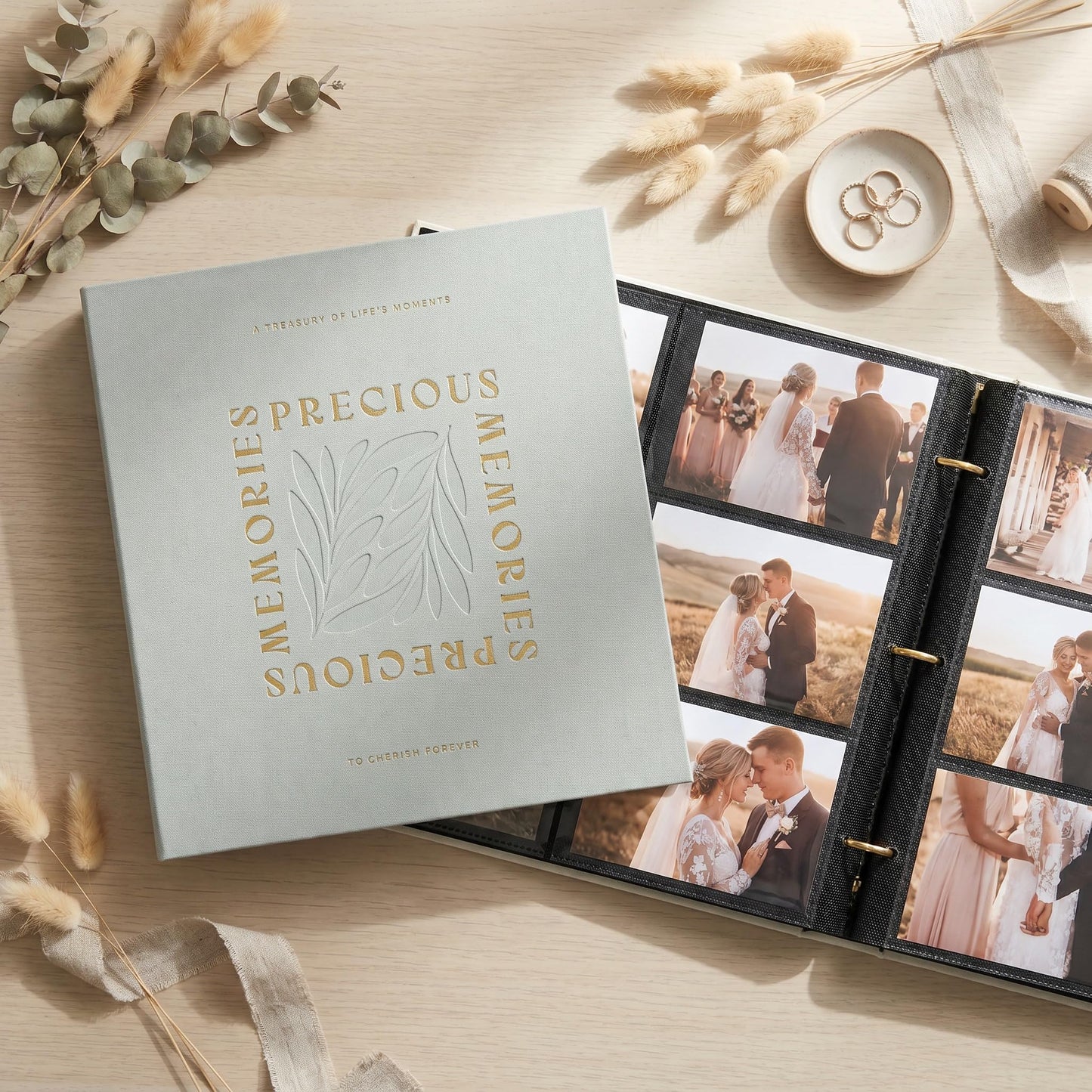 Beautiful Linen Photo Album For 4x6 Photos - Safely Holds Up To 500 Pictures of Unique Memories - The Perfect Big Photo Book To Store All Pictures of Treasured Family, Baby or Wedding Moments