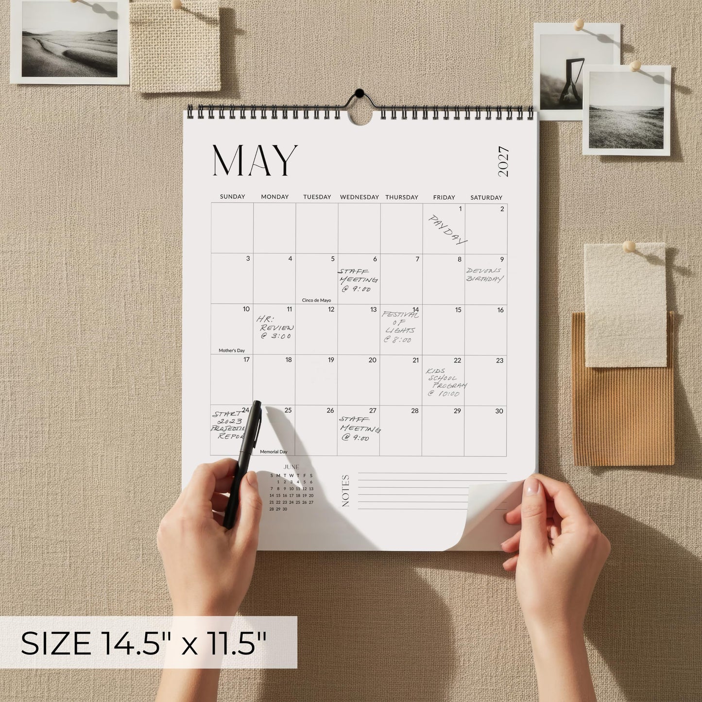 Beautiful 2026-2027 Wall Calendar - Runs from June 2026 until December 2027 - Large 14.5" x 11.5" Office Wall Calendar for Easy Organizing